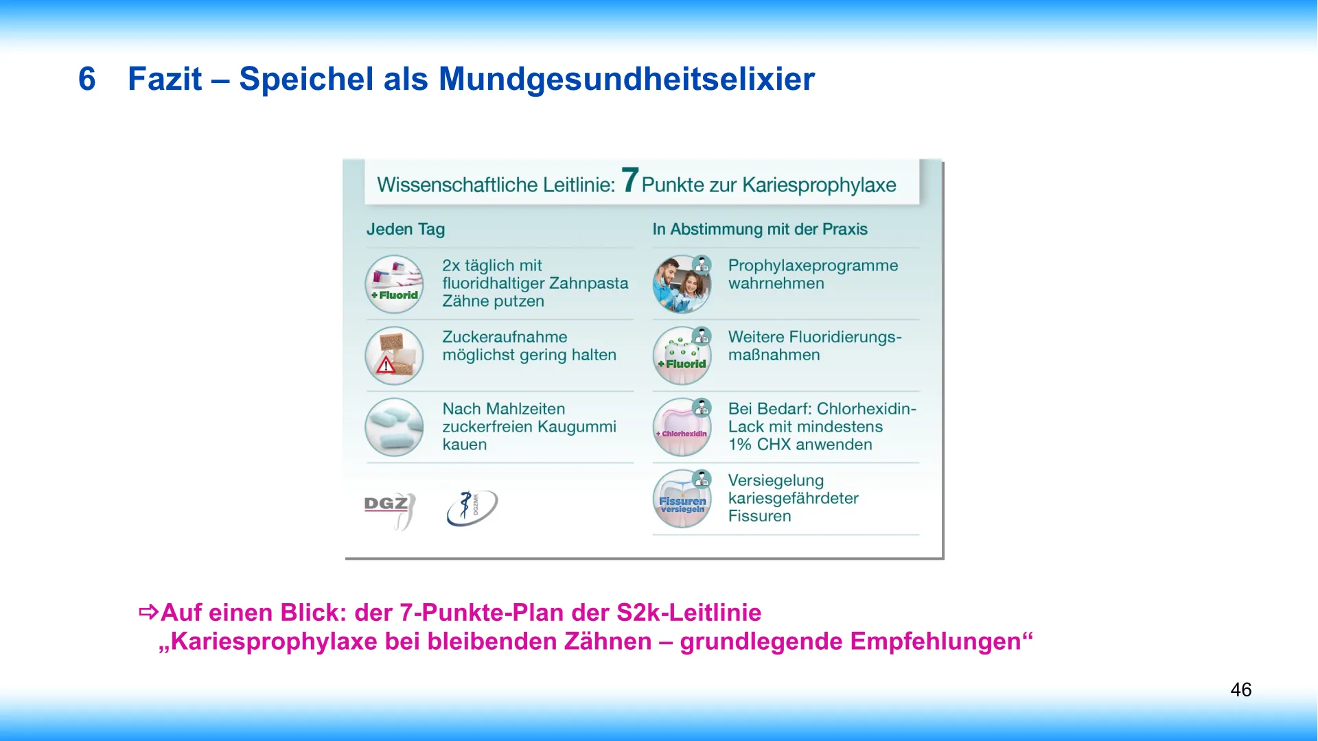 Seite 46 - SalivaDent - Lehr- und Lernprogramm zum Thema Speichel und Mundgesundheit - PowerPoint