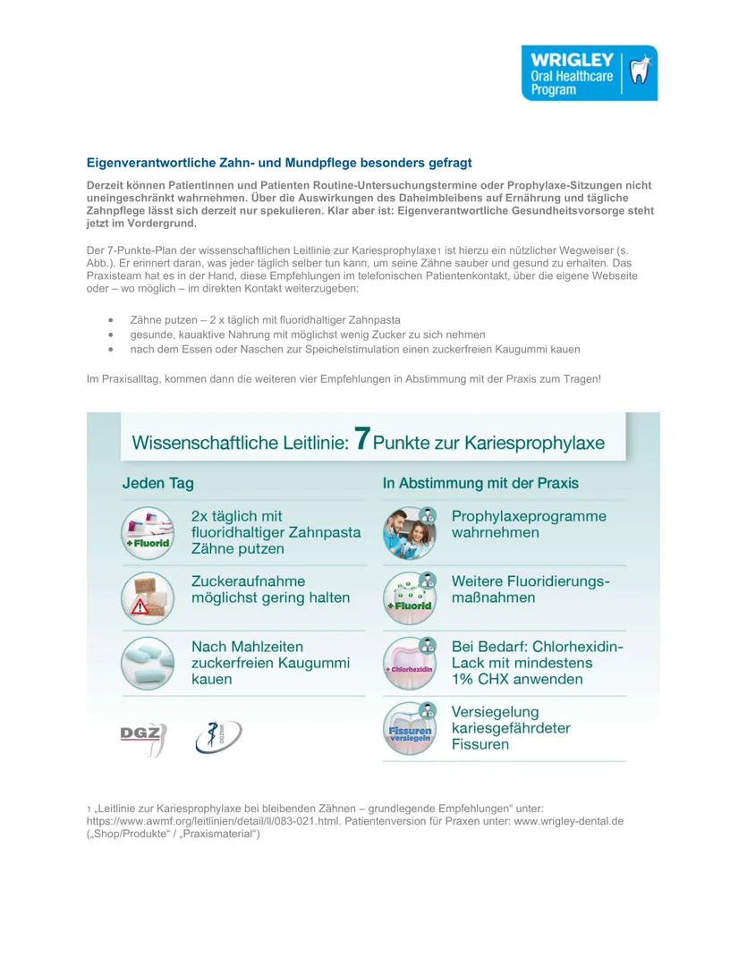 Seite 1 - Eigenverantwortliche Zahn- und Mundpflege jetzt besonders gefragt